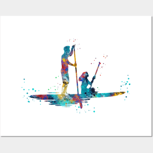 Paddle boarder couple Posters and Art